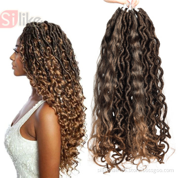 Silike Faux Locs curly Crochet Braids18 Inch Soft Natural Synthetic Hair Extension 12Stands/Pack Goddess Faux Locks Crochet Hair